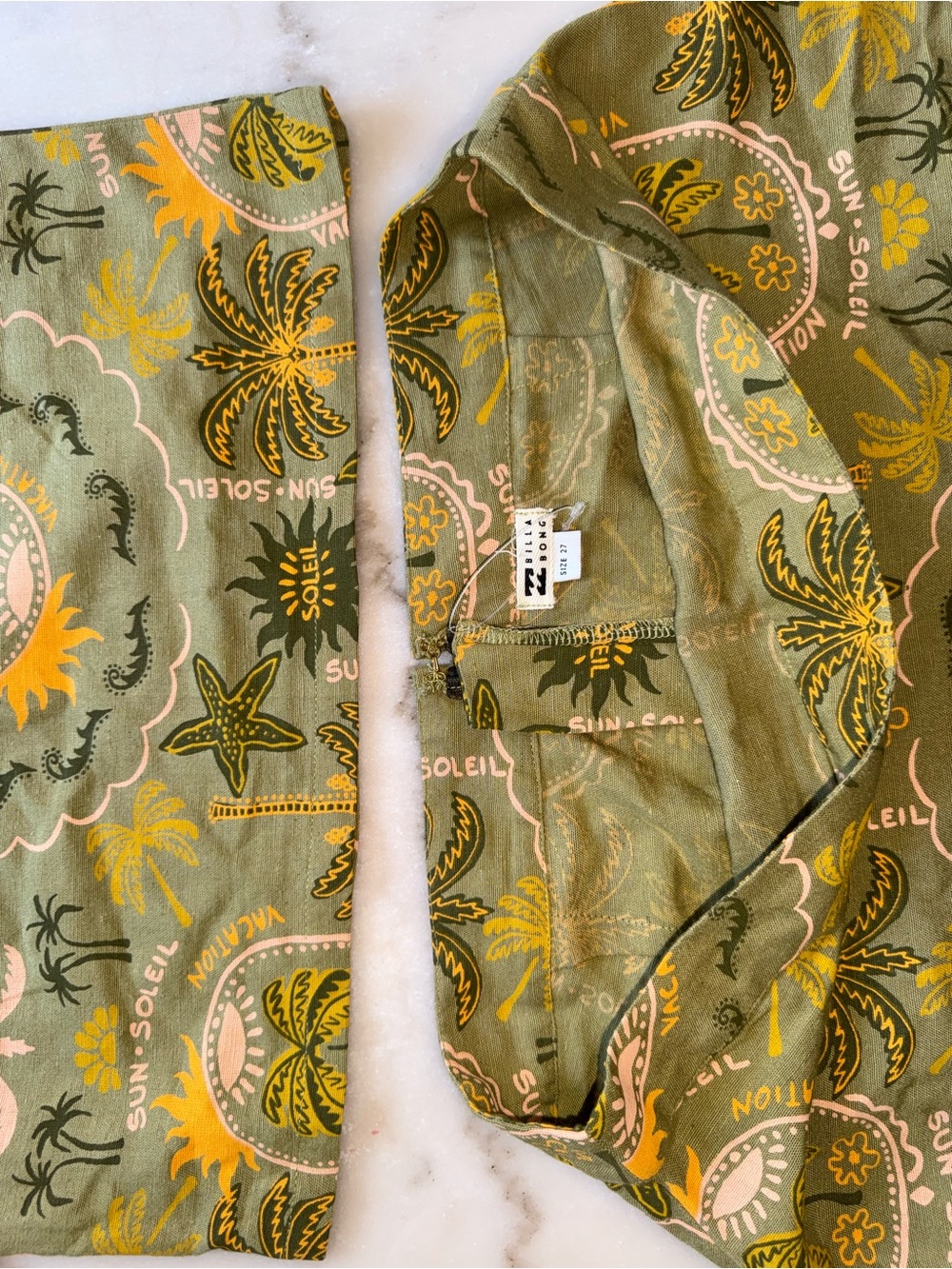 Billabong Olive Green Tropical Print Mini Skirt & Top Set - Picture 8 of 8